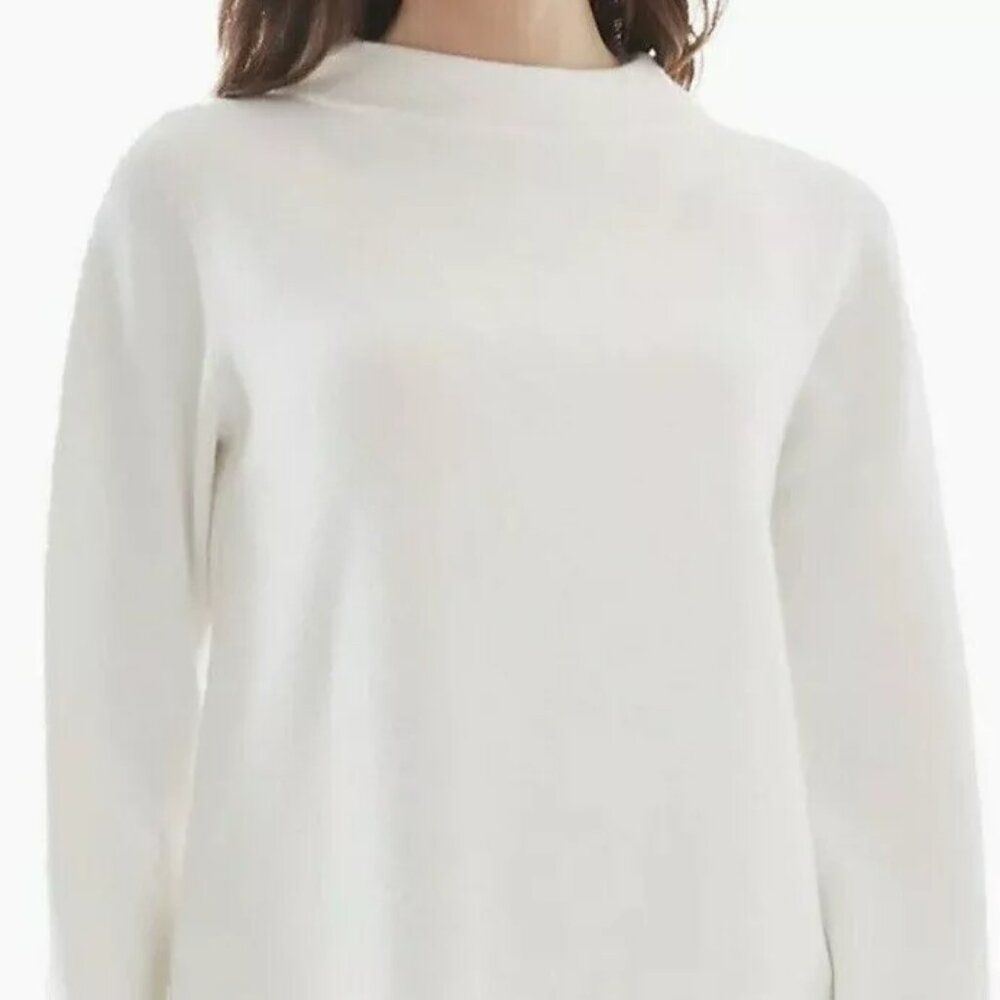 Women's Large Off White Pullover Sweater Funnel Neck Apt. 9 NWT $50